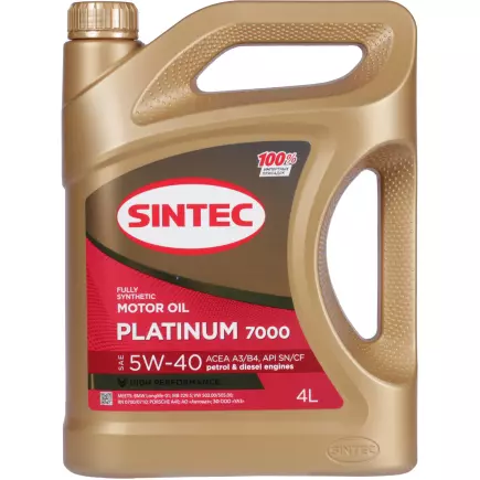 Масло моторное SINTEC PLATINUM 7000 SAE 5W-40 4л Масло моторное SINTEC PLATINUM 7000 SAE 5W-40 4л
